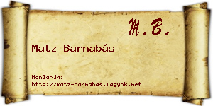 Matz Barnabás névjegykártya
